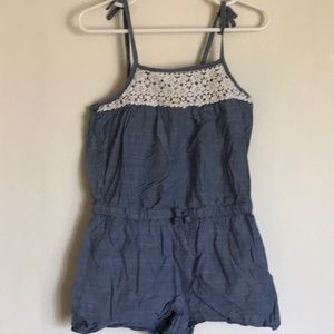 Girls denim shorts romper.
